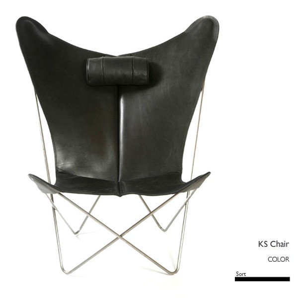 KS Chair Stainless steel, Leather Black