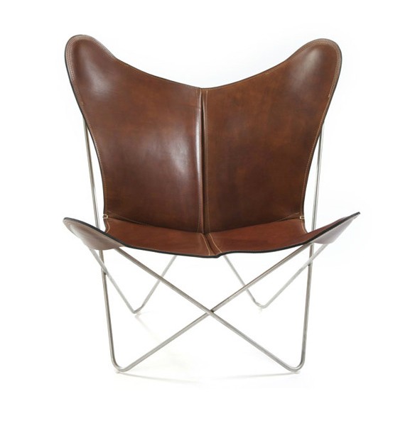 Trifolium Chair Stainless steel, Leather Cognac