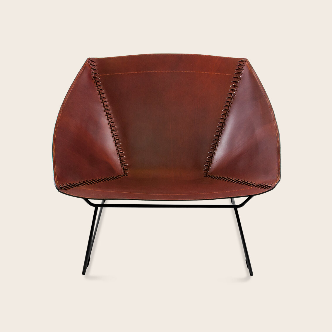 Stitch Chair Black frame, Leather Cognac