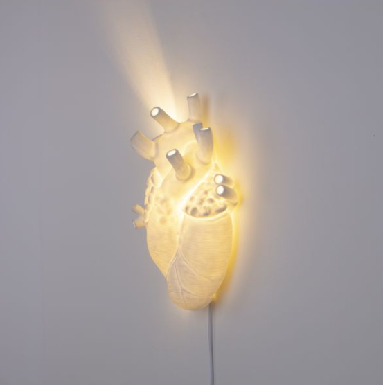 HEART LAMP PORCELAIN APLIQUE Cm.22x11 h.32