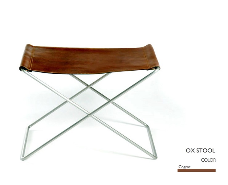 OX Stool Stainless steel, Leather Cognac