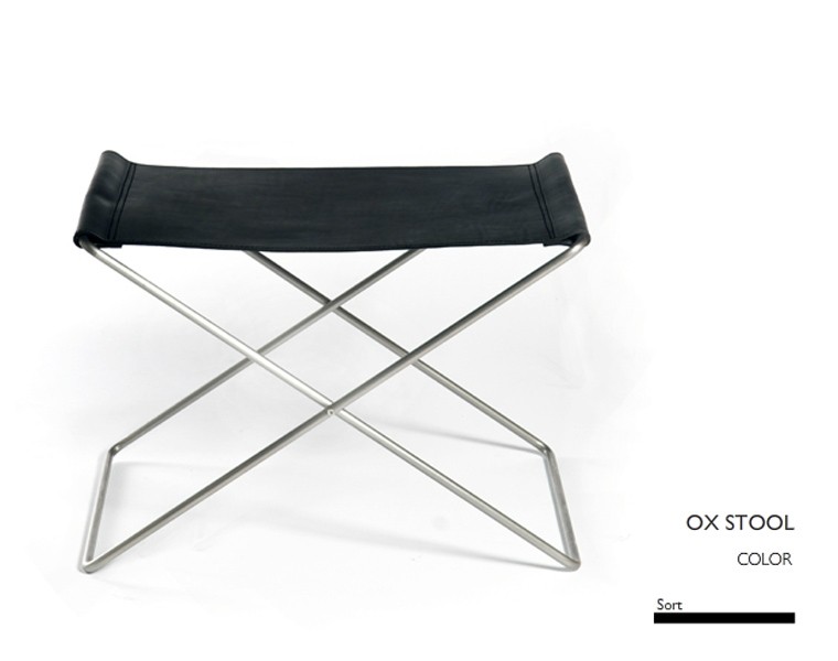 OX Stool Stainless steel, Leather Black