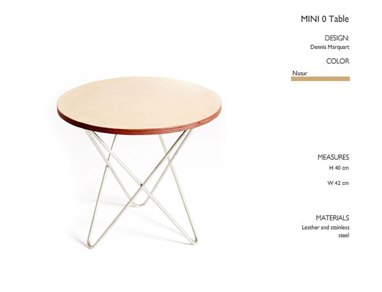 Mini O table Stainless steel H37, Leather Nature ø