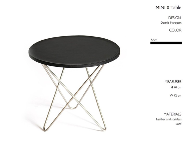 Mini O table Stainless steel H37, Leather Black Ø4