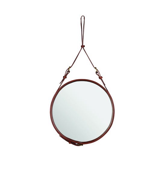 Adnet Wall Mirror, Circular, Ø45 (Tan Leather)