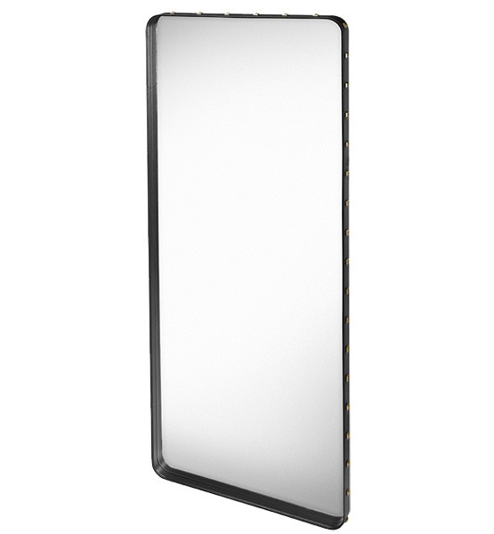 Adnet Wall Mirror, Rectangular, 70x180 (Black Leat